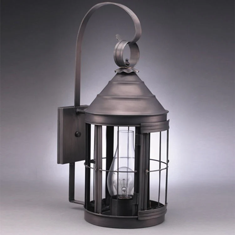 Heal Single-Light Outdoor Cone-Top Wall Lantern with Top Scroll and Chimney Glass - Frankwebs