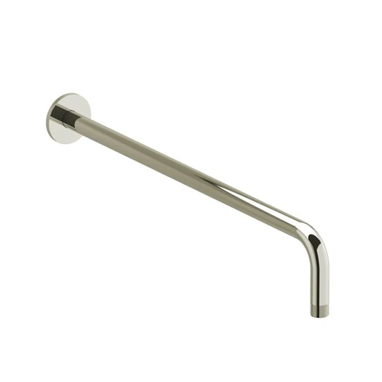 Shower Arm with Round Escutcheon and Round Flange Brushed Nickel 20 Inch 19-5/8 Inch 1/2 Inch Inlet MNPT Brass Wall Mount - Frankwebs