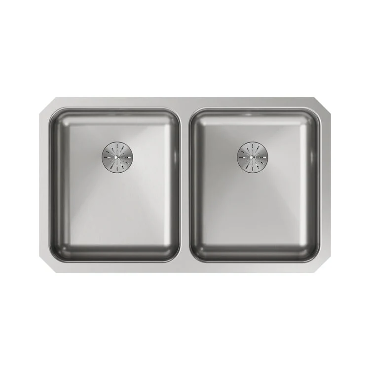 Kitchen Sink Lustertone Classic 30.75 x 18.5 Inch Double Bowl with Perfect Drain ADA Lustrous Satin Undermount Rectangle Drain Location Rear Center Depth 5-3/8 Inch Bottom Only Pads - Frankwebs