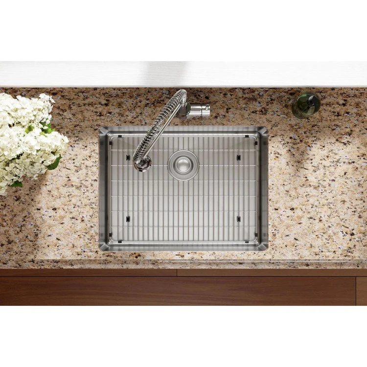 Kitchen Sink Crosstown 25 x 22 Inch Single Bowl ADA Polished Satin Drop-In Undermount Rectangle Drain Location Rear Center Depth 6 Inch Sound Guard - Frankwebs