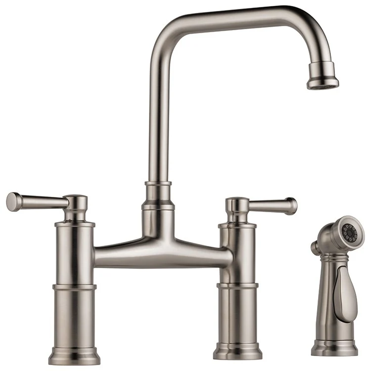 Artesso High Arc Two Handle Widespread Bridge Kitchen Faucet with Sprayer and Lever Handles - Frankwebs