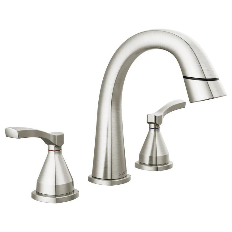 Lavatory Faucet Stryke Widespread 4-16 Inch Spread 2 Lever ADA WaterSense Lumicoat Stainless 1.2 Gallons per Minute Metal Pop-Up 3 Hole Diamond Seal Technology - Frankwebs