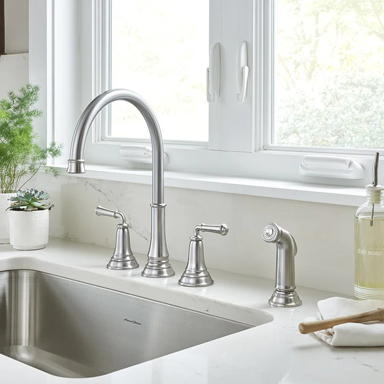 Delancey Two-Handle Widespread Kitchen Faucet with Sprayer - Frankwebs