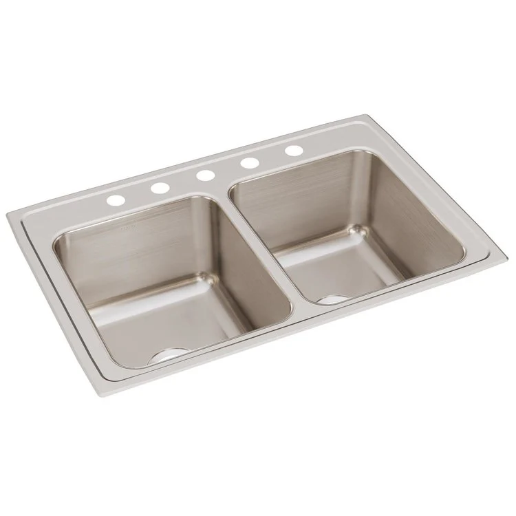 Kitchen Sink Lustertone Classic 33 x 22 Inch Double Bowl Equal 5 Hole Lustrous Satin Drop-In 12-1/8 Inch - Frankwebs