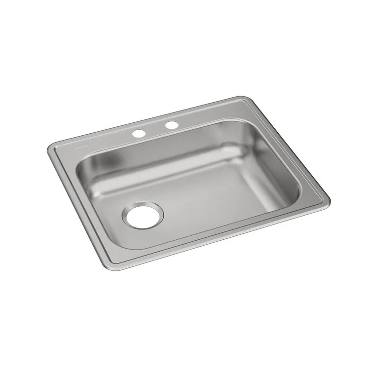 Kitchen Sink Dayton 25 x 21.25 Inch Single Bowl 2 Hole ADA Satin Drop-In Rectangle Drain Location Rear Left Depth 5-3/8 Inch Bottom Only Pads - Frankwebs