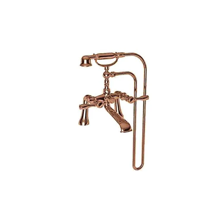 Tub Filler Victoria Deck Mount Exposed with Handshower 7-1/4 Inch Spread 2 Lever ADA Antique Copper 2 Hole - Frankwebs