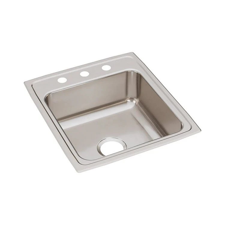 Kitchen Sink Lustertone Classic 19.5 x 22 Inch Single Bowl MR2 Hole ADA Lustrous Satin Drop-In Rectangle Drain Location Rear Center Depth 5 Inch Quick Clip Mounting System Bottom Only Pads - Frankwebs