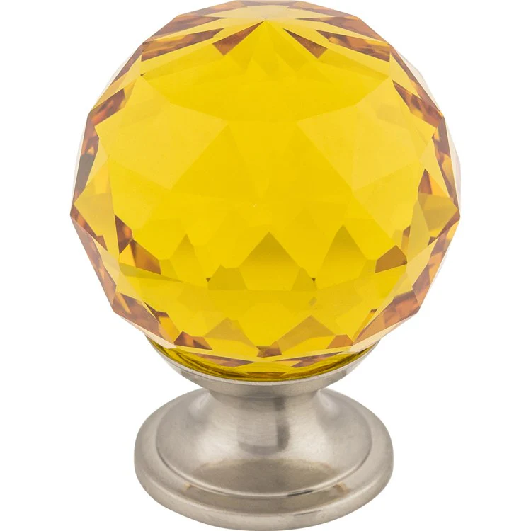 Knob Crystal Amber for Decorative Hardware Brushed Satin Nickel Brass 1-3/8 Inch 1-3/4 Inch - Frankwebs