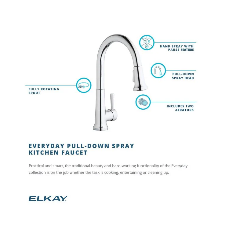 Everyday Single Handle Pull Down Kitchen Faucet with Lever Handle - Frankwebs
