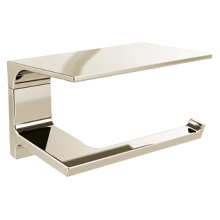 Toilet Paper Holder Pivotal Open with Shelf Brilliance Stainless Metal 6-15/16 Inch 3-15/16 Inch Wall Mount - Frankwebs