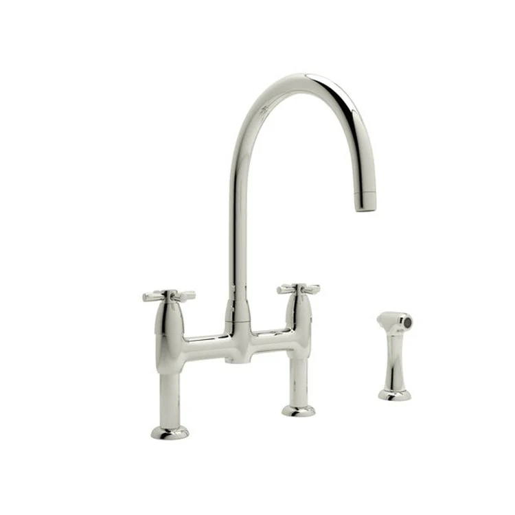 Kitchen Faucet Holborn Contemporary 8 Inch Spread 2 Cross CEC Satin Nickel Swivel C-Spout 3 Hole 1.8 Gallons per Minute - Frankwebs
