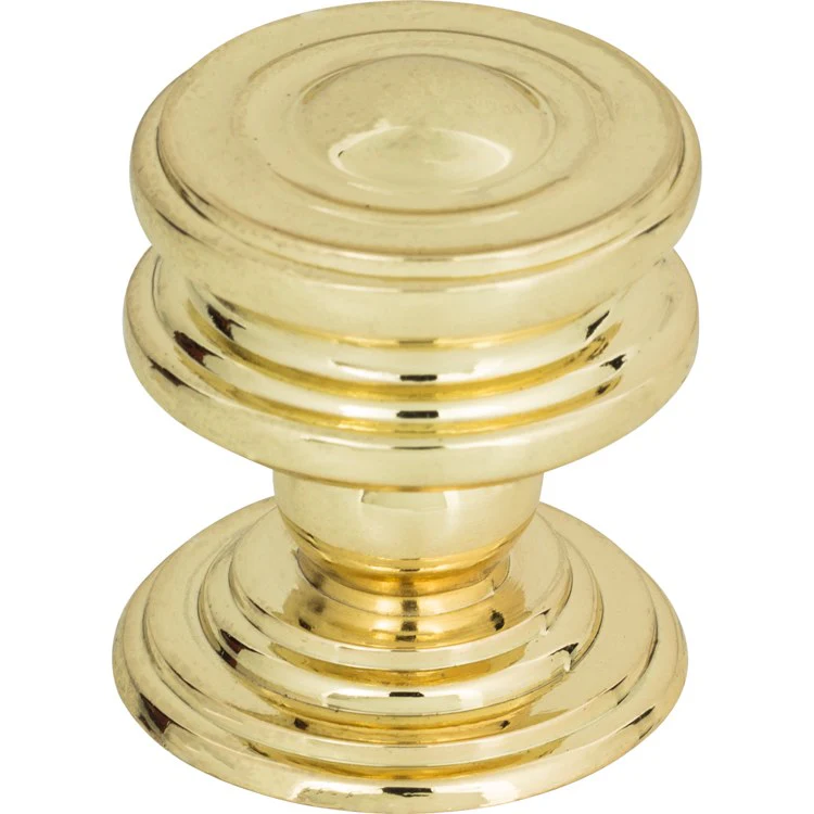 Knob Atlas Campaign Round Polished Brass Zinc Alloy 1-1/4 Inch - Frankwebs