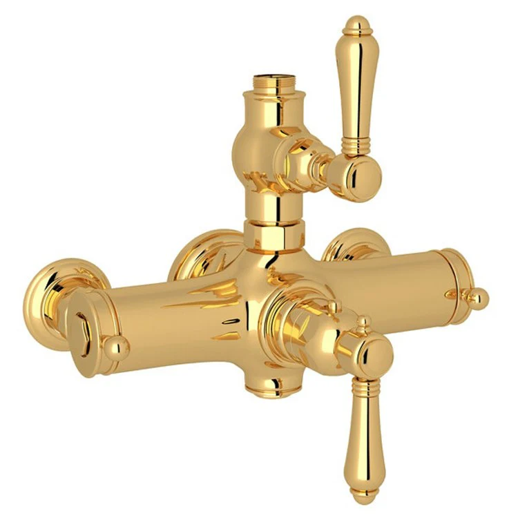 Thermostatic Valve Exposed with Volume and Temperature Control 2 Metal Lever Italian Brass - Frankwebs