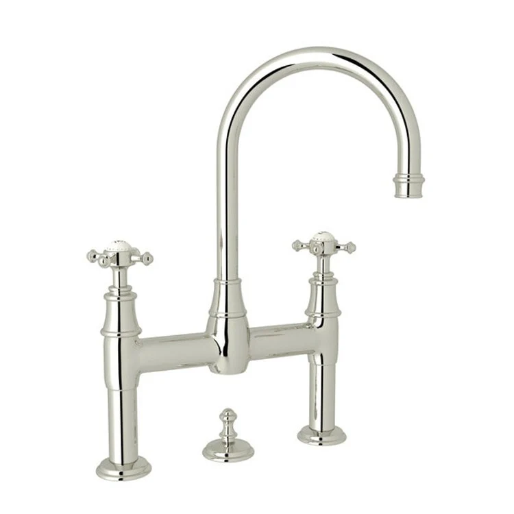Lavatory Faucet Georgian Era Bridge 7-7/8 Inch Spread 2 Cross Polished Nickel 1.2 Gallons per Minute - Frankwebs