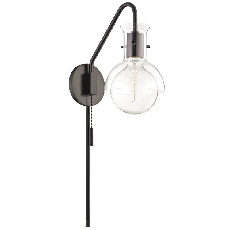 Riley Single-Light Swing-Arm Wall Sconce with Glass Shade and Plug Glass - Frankwebs