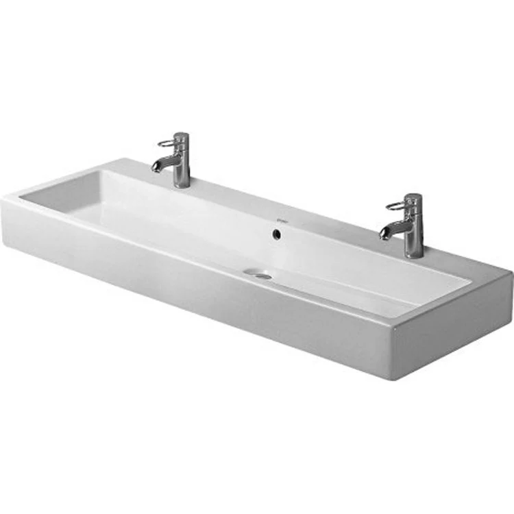 Lavatory Sink Vero Wall Mount with Overflow 47-1/4 x 18-1/2 Inch 22-1/4 Inch Spread Rectangle White 2 Hole - Frankwebs