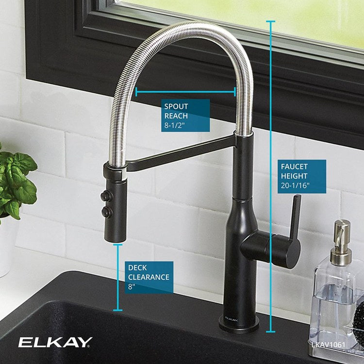 Kitchen Faucet Avado Deck Mount 1 Forward Only Lever ADA Black Stainless/Chrome Semi-Pro 1 Hole Spout Height 20-1/16 Inch - Frankwebs