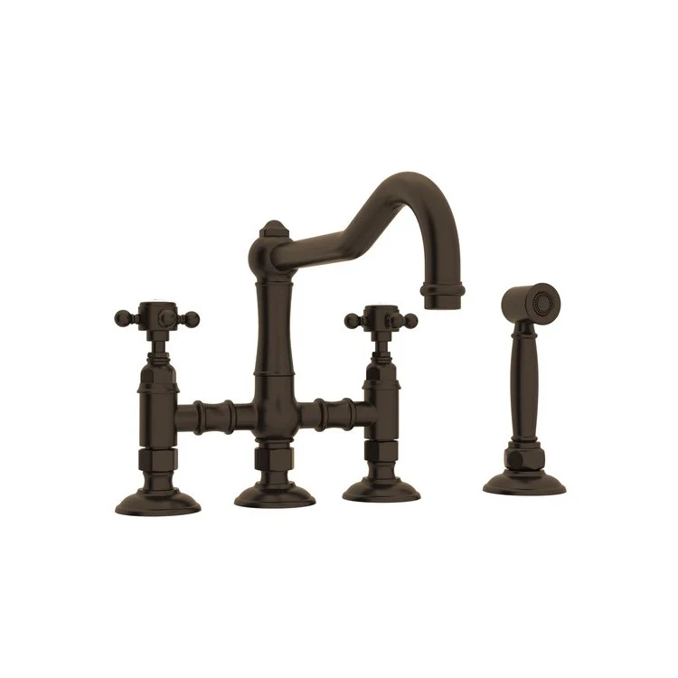 Kitchen Faucet Acqui with Sidespray 2 Cross Handle Polished Chrome Column Spout Three Leg Bridge 9-17/32 Inch 1.5 Gallons per Minute - Frankwebs