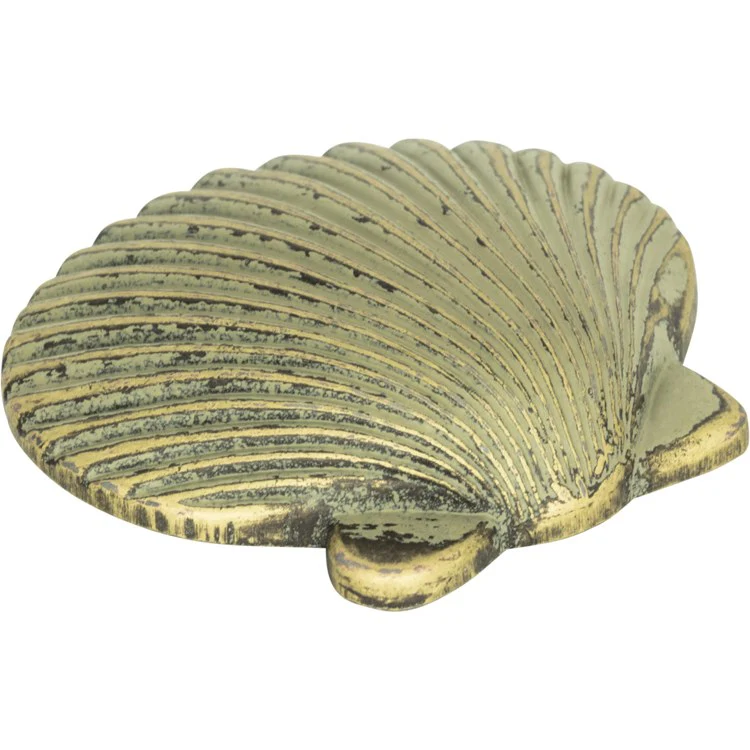 Knob Atlas Nautical/Ocean Clamshell Verdigris Zinc Alloy 2 Inch 1 Inch - Frankwebs