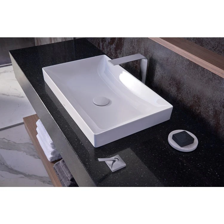 Vessel Kiwami Renesse Rectangle Lavatory Clean Matte White Vitreous China 23-5/8 x 14-15/16 x 2-3/4 Inch ADA - Frankwebs