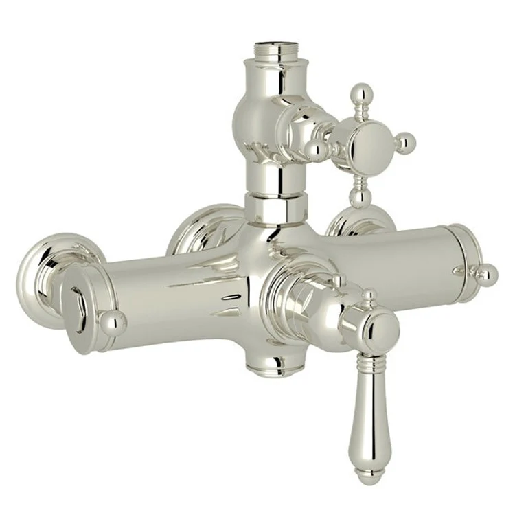 Thermostatic Valve Exposed with Volume and Temperature Control 2 Cross Polished Chrome - Frankwebs