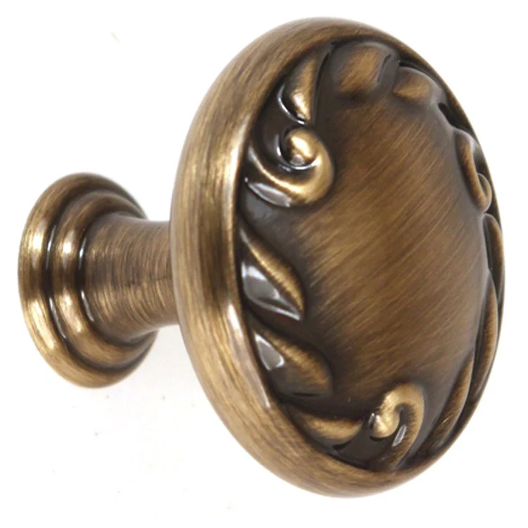 Knob Ornate Round Full Pattern Antique English Brass 1-1/2 Inch 1-1/4 Inch 11/16 Inch - Frankwebs