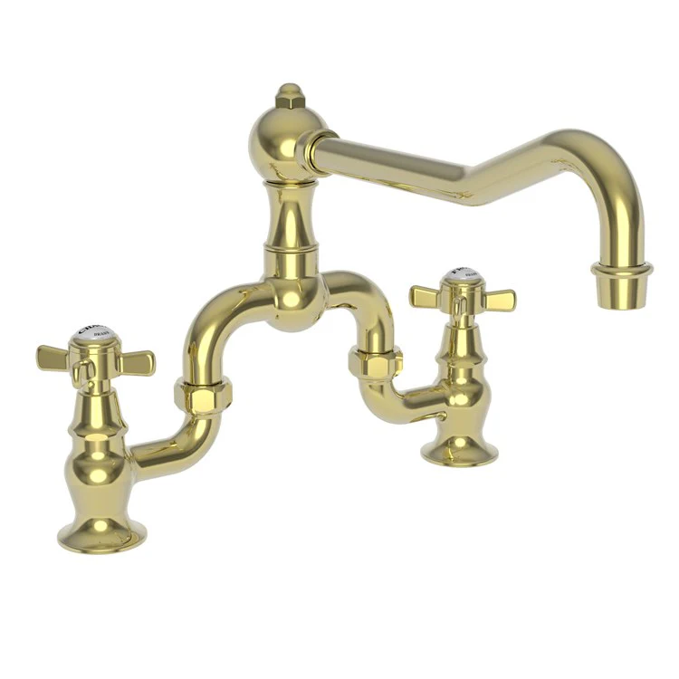 Kitchen Faucet Fairfield Bridge 8 Inch Spread 2 Cross ADA Satin Nickel PVD Spout Height 6-9/16 Inch Spout Reach 10-3/8 Inch 1.8 Gallons per Minute - Frankwebs