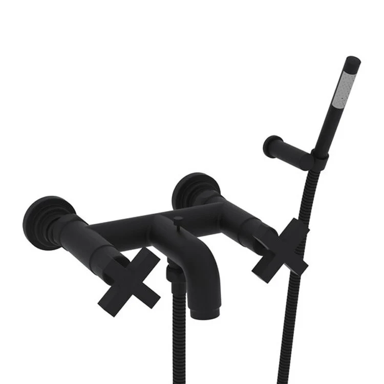 Tub Filler Lombardia Wall Mount with Handshower 2 Cross Satin Nickel - Frankwebs