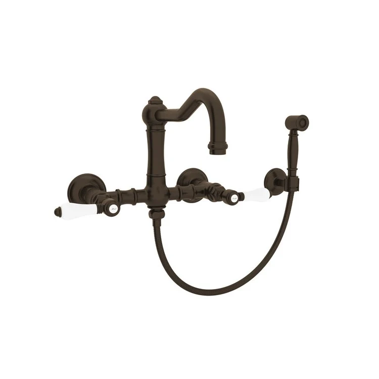 Kitchen Faucet Acqui with Sidespray 2 Porcelain Lever Polished Nickel Column Spout Bridge 1.5 Gallons per Minute - Frankwebs