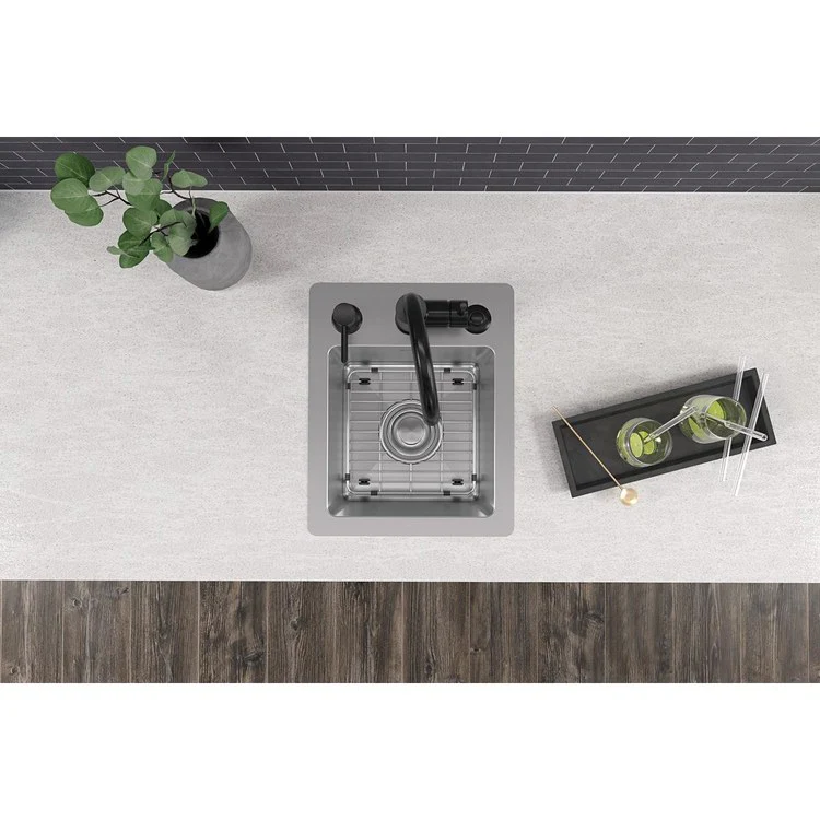 Sink Kit Crosstown Dual Mount 13 x 16 Inch Single Bowl 3 Hole Polished Satin Bottom Grid - Frankwebs