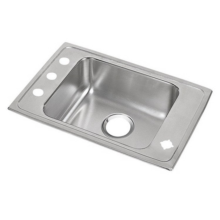 Classroom Sink Lustertone 31 x 19.5 Inch Single Bowl ADA 2 Hole Lustrous Satin Drop-In Minimum Cabinet Size 36 Inch 5 Inch 18 Gauge Bottom Only Pads 64090014 Mounting Hardware Included for Countertops Up to 3/4IN - Frankwebs