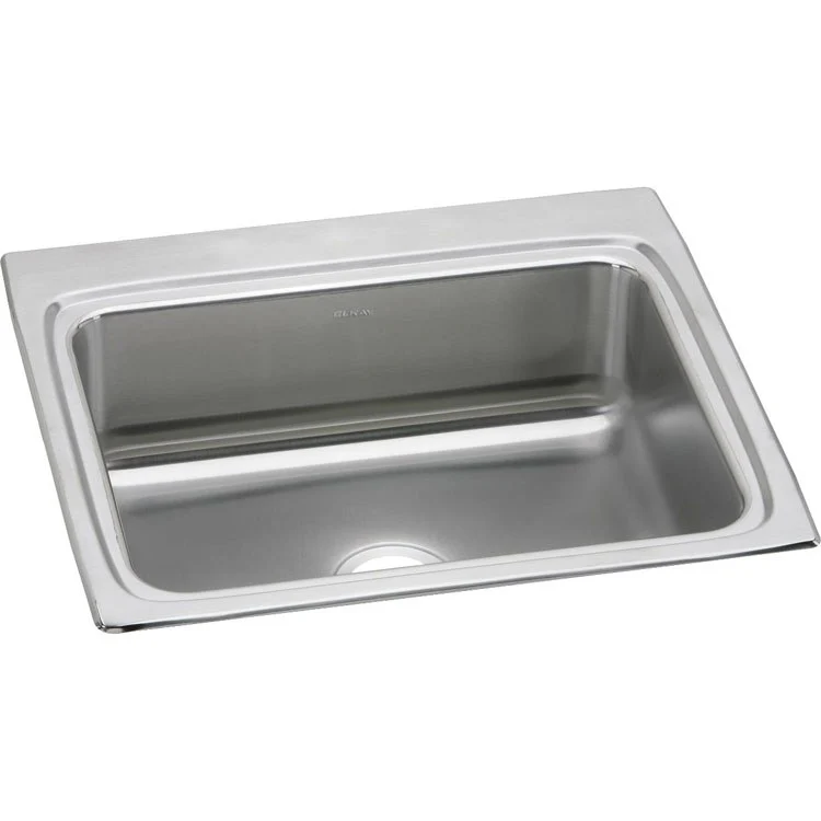 Kitchen Sink Lustertone Classic 25 x 22 Inch Single Bowl Lustrous Satin Drop-In Stainless Steel Drain Location Center Sides and Bottom Pads - Frankwebs