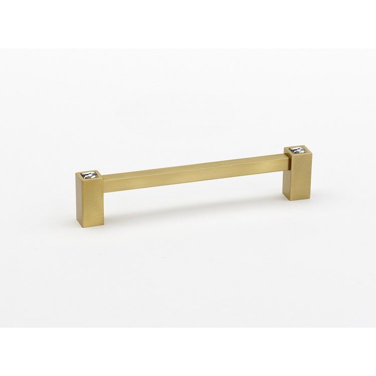 Pull Contemporary II Crystal Square Crystal Handle Satin Brass 6 Inch 6-5/8 Inch 1-1/4 Inch - Frankwebs