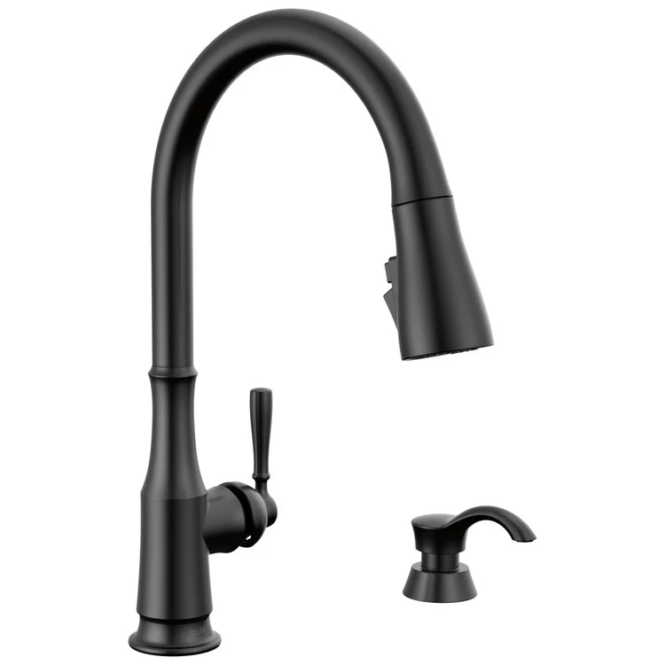Kitchen Faucet Capertee with Soap Dispenser 1 Lever ADA Matte Black Pull Down 1.8 Gallons per Minute - Frankwebs