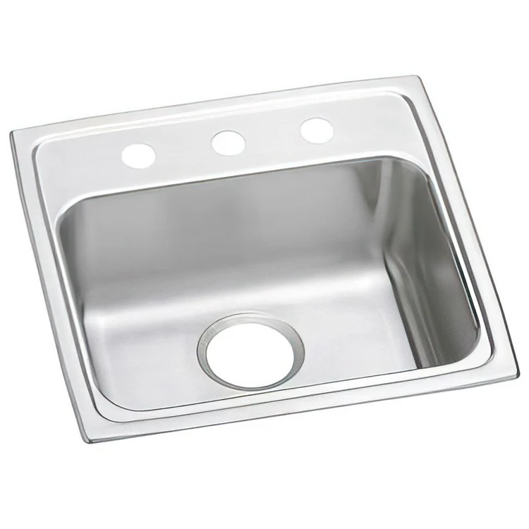 Kitchen Sink Lustertone Classic 19.5 x 19 Inch Single Bowl ADA Lustrous Satin Drop-In Rectangle Drain Location Rear Center Depth 4 Inch Bottom Only Pads - Frankwebs