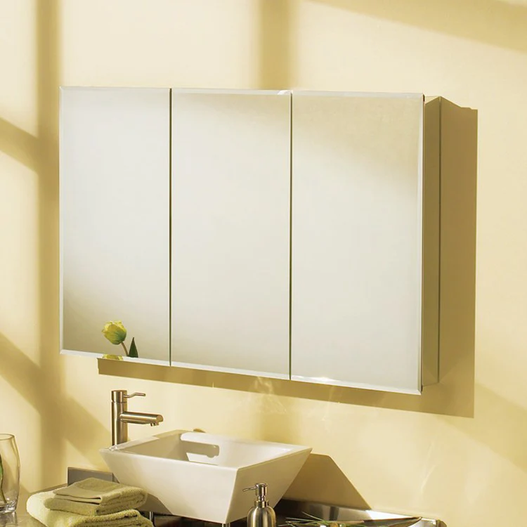 Medicine Cabinet TV 36W x 31H x 5D Inch 3 Doors Mirror Chrome Beveled - Frankwebs