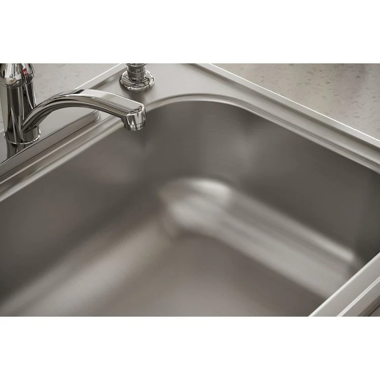 Kitchen Sink Dayton 25 x 22 Inch Single Bowl 4 Hole Elite Satin Drop-In Drain Location Center Bottom Only Pads - Frankwebs