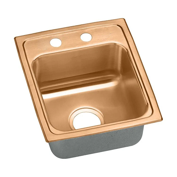 Kitchen Sink 13 x 16 Inch Single Bowl MR2 Hole Copper Drop-In CuVerro Antimicrobial Copper Drain Location Center Bottom Only Pads - Frankwebs