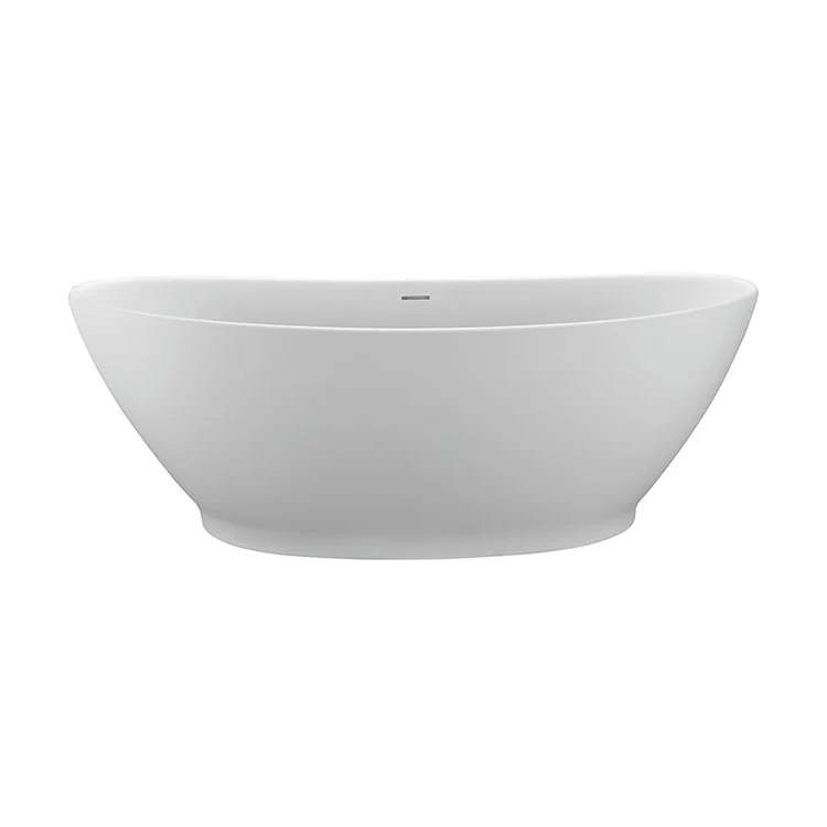 Soaking Tub Elise 66 x 33.5 Inch Freestanding Integrated Pedestal Center White Gloss Sculpturestone 90 Gallons 21-1/2 Inch - Frankwebs