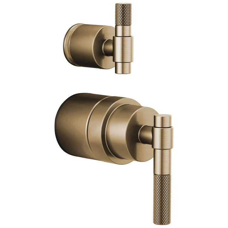 Handle Kit Litze Zinc 2 T-Lever with Knurling Brilliance Luxe Gold ADA for Pressure Balance Valve with Integrated Diverter Trim - Frankwebs