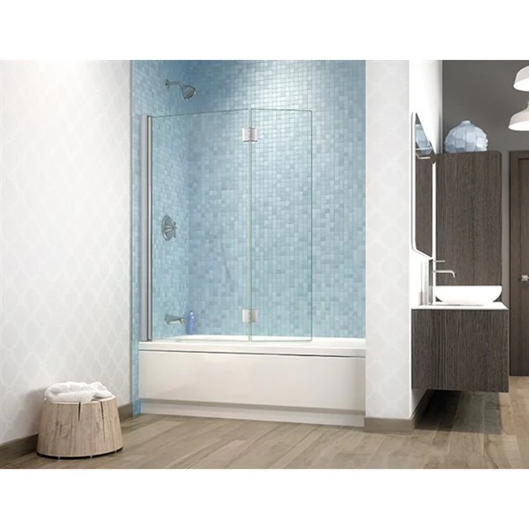 Shower Door Siena Tub Shield 45-1/4 x 58 Inch Brushed Nickel Clear 1/4 Inch - Frankwebs