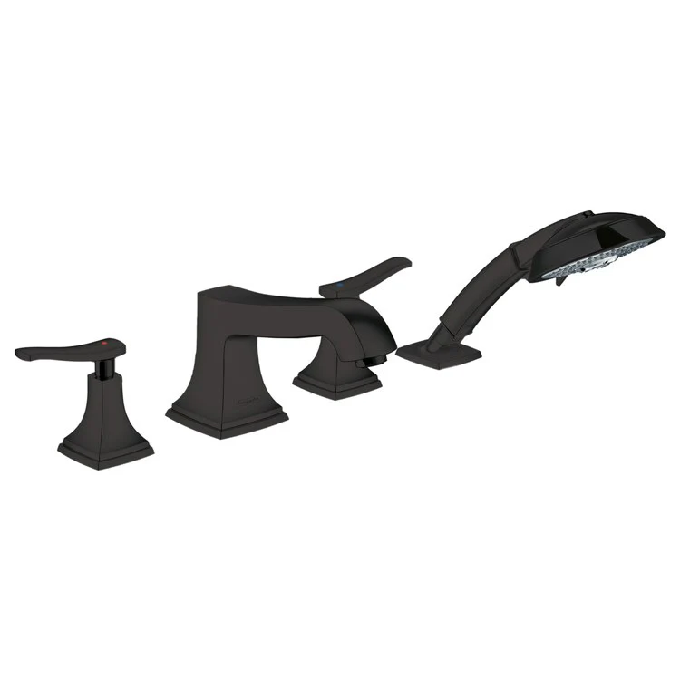 Roman Tub Trim Metropol Classic with Handshower 2 Lever Matte Black 8 Inch Spread 5.0 Gallons per Minute - Frankwebs