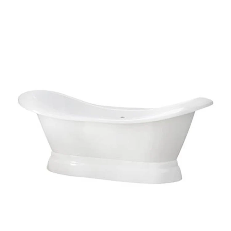 Freestanding Tub Marshall 72 Inch Double Slipper Oval Cast Iron White No Faucet Holes - Frankwebs