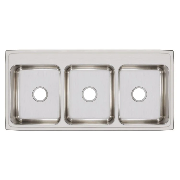 Kitchen Sink Lustertone Classic 46 x 22 Inch Triple Bowl Lustrous Satin Drop-In Drain Location Center Bottom Only Pads - Frankwebs