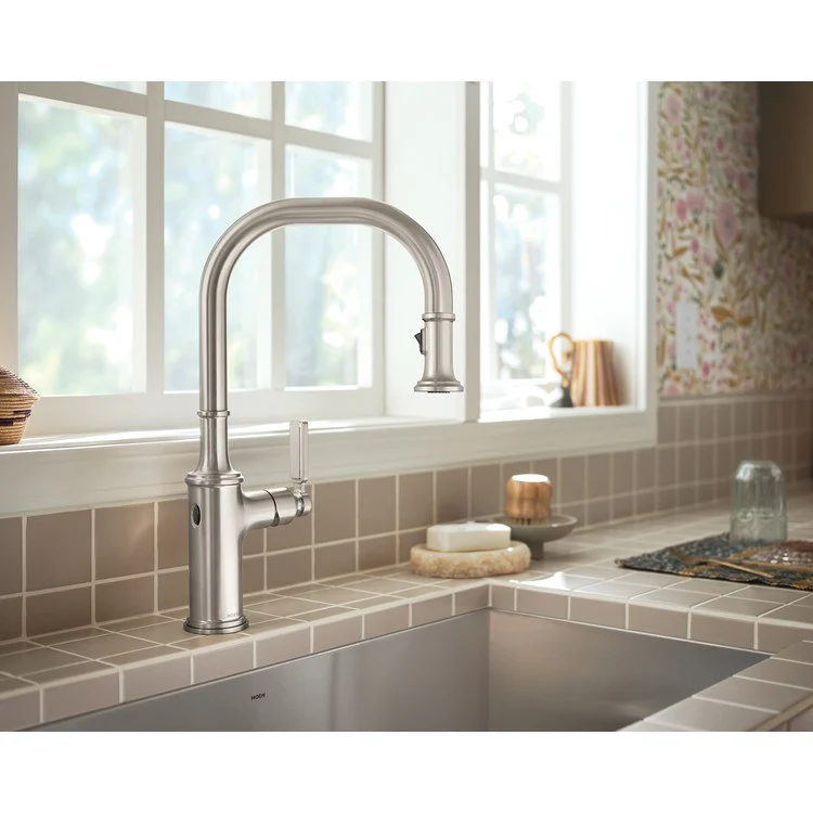 Kitchen Faucet Smyth 1 Lever ADA Spot Resist Stainless High Arc 1/3 Hole MotionSense Wave 1.5 Gallons per Minute - Frankwebs