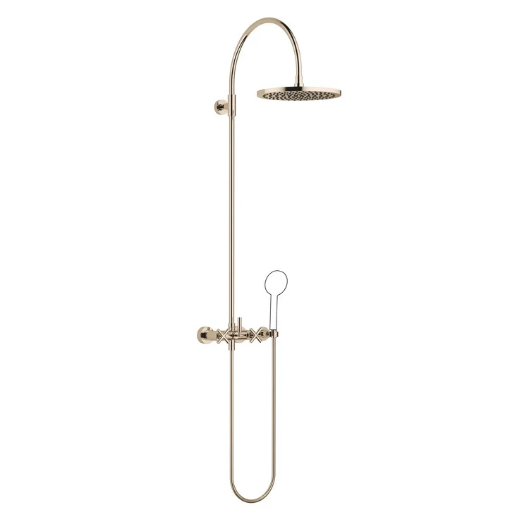 Shower Set TARA Exposed with Mixer Less Handshower 3 Cross/Lever Champagne 1.8 Gallons per Minute - Frankwebs