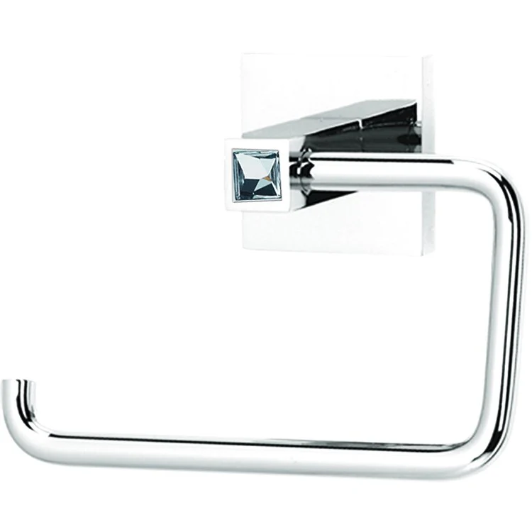 Toilet Paper Holder Contemporary ll Crystal Bath Single Post Satin Nickel Brass 5-1/2 Inch 2-3/8 Inch Wall Mount - Frankwebs