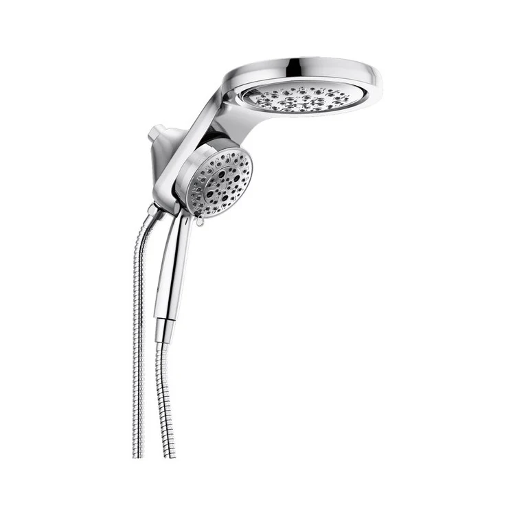 Handshower Combination HydroRain Universal Showering Components HydroRain H2Okinetic In2ition 2-In-1 Lumicoat Champagne Bronze WaterSense 5 Function 6 Inch 60-82 Inch Stretchable Metal Hose 12-1/4 Inch - Frankwebs