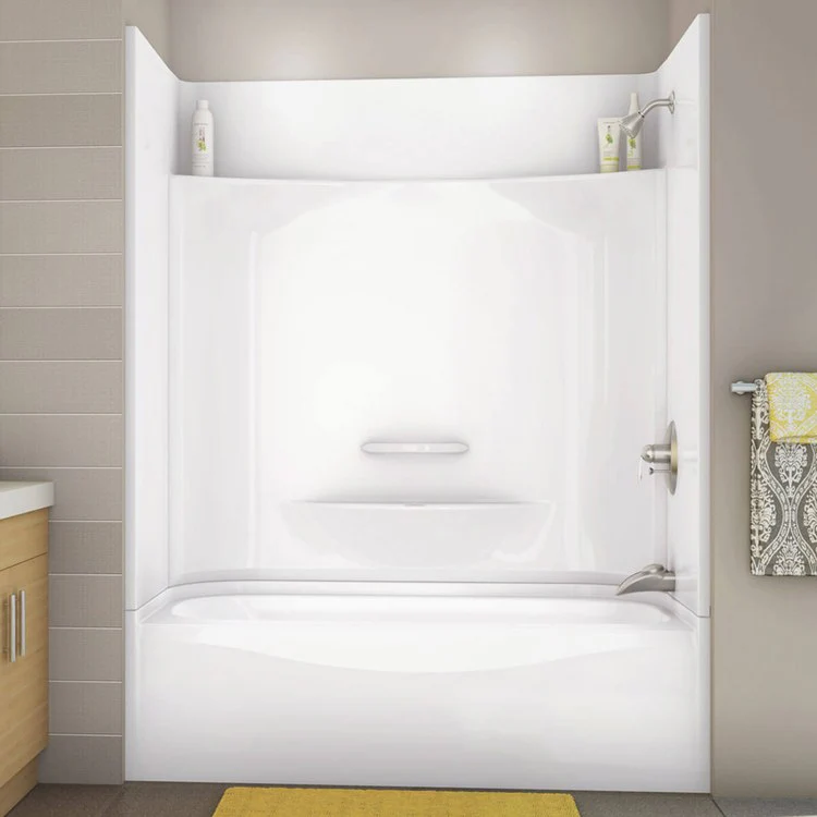 Tub and Shower Module 59-7/8 x 30-1/8 x 77-1/2 Inch AcrylX Right Hand Biscuit - Frankwebs