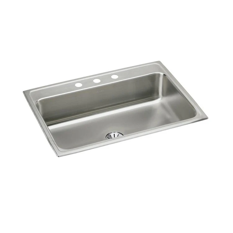 Kitchen Sink Lustertone Classic 31 x 22 Inch Single Bowl with Perfect Drain 3 Hole Lustertone Top Mount Stainless Steel Drain Location Center Bottom Only Pads - Frankwebs